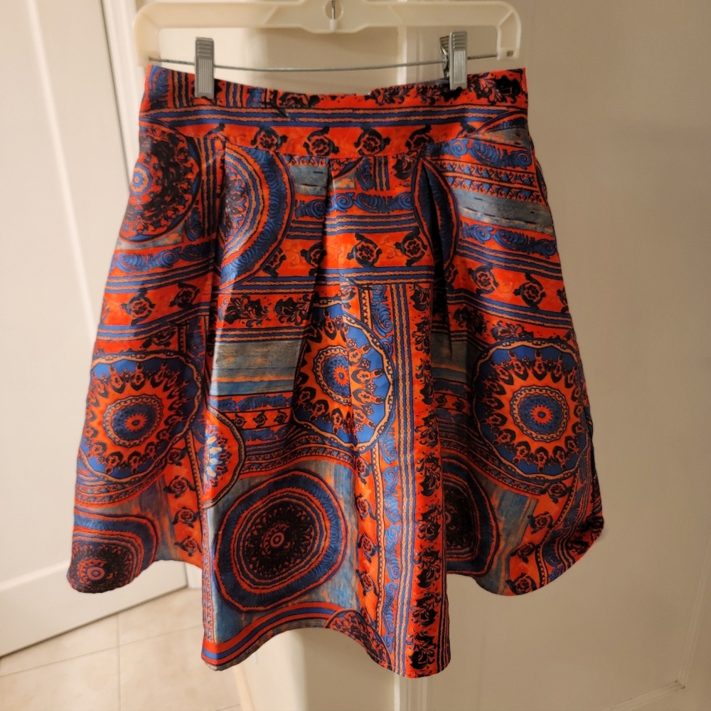 Banjul Vibrant Patterned Pleated Full Skirt